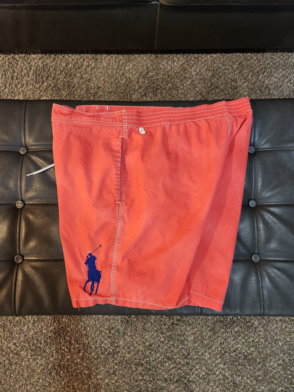 Polo by Ralph Lauren Coral Swim Shorts with Navy Pony Embroidery Men Large
